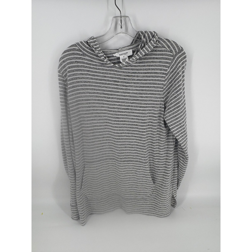 Workshop Republic Clothing Gray Striped Long Sleeve Hooded Top, Women's